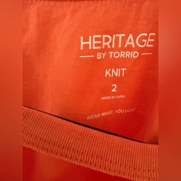 Torrid 2 Orange Slashed High Neckline Cotton Slub Knit Tank Top size 2X - Picture 3 of 5